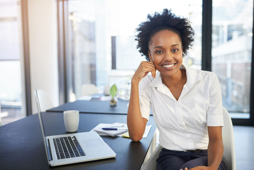 Online training - woman at computer